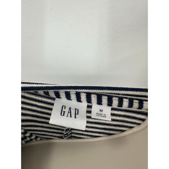 Gap Flutter Sleeve Midi Dress Navy Stripe Preppy Classiccore Knit Tie Medium - Picture 7 of 9